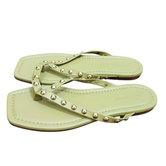 Ulla Johnson Olive Green Studded Sandals Size 9.5US Square Toe Crisscross Strap - Picture 3 of 11